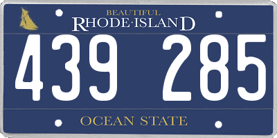 RI license plate 439285