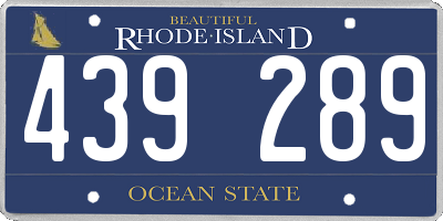 RI license plate 439289