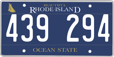 RI license plate 439294