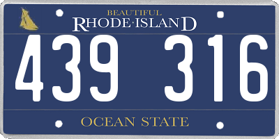 RI license plate 439316
