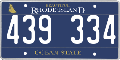 RI license plate 439334