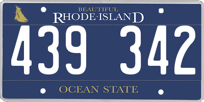 RI license plate 439342