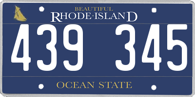 RI license plate 439345