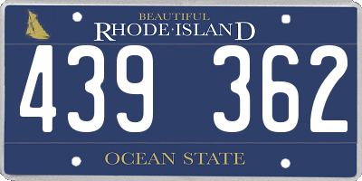 RI license plate 439362