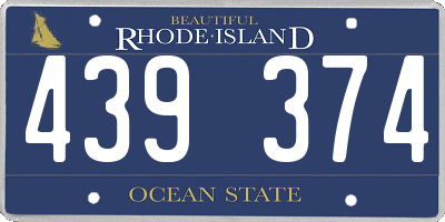 RI license plate 439374