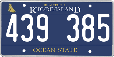 RI license plate 439385