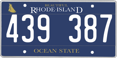 RI license plate 439387
