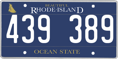 RI license plate 439389