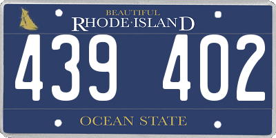 RI license plate 439402