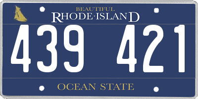RI license plate 439421