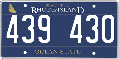 RI license plate 439430
