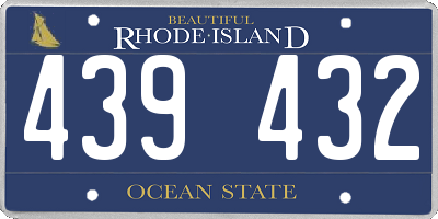 RI license plate 439432