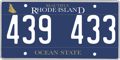 RI license plate 439433