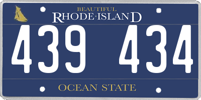 RI license plate 439434