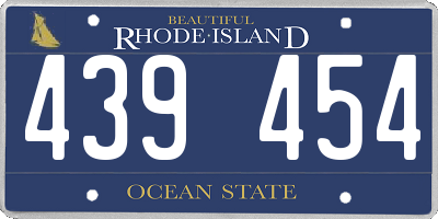 RI license plate 439454