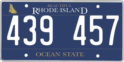 RI license plate 439457
