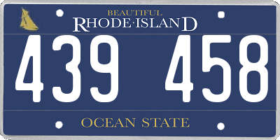 RI license plate 439458