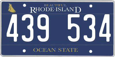 RI license plate 439534