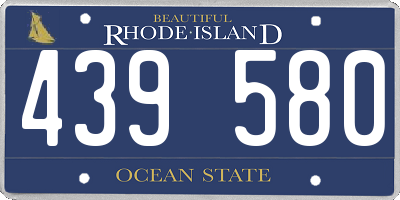 RI license plate 439580