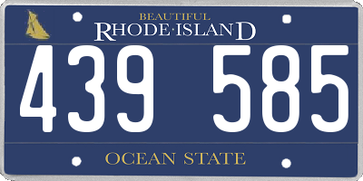 RI license plate 439585