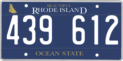 RI license plate 439612