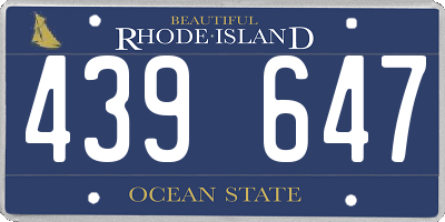 RI license plate 439647