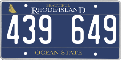 RI license plate 439649
