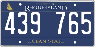 RI license plate 439765