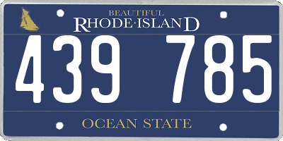 RI license plate 439785