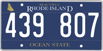 RI license plate 439807