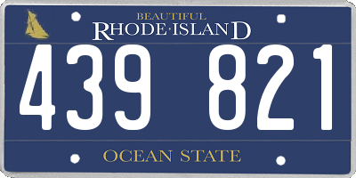 RI license plate 439821