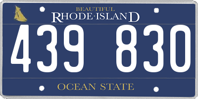 RI license plate 439830