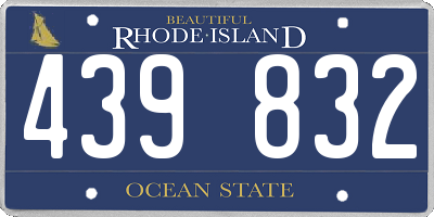 RI license plate 439832