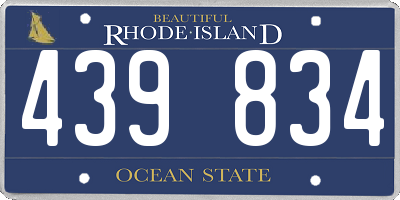 RI license plate 439834