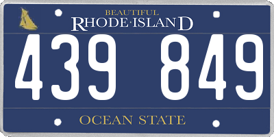 RI license plate 439849