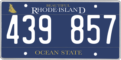 RI license plate 439857