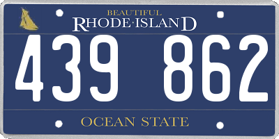 RI license plate 439862