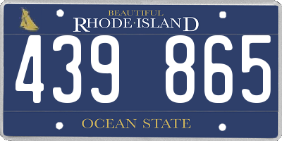 RI license plate 439865