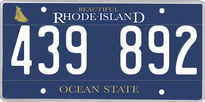 RI license plate 439892