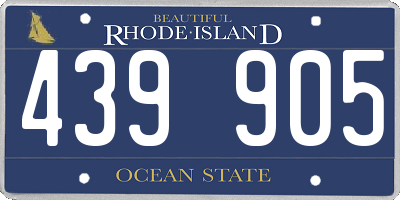 RI license plate 439905