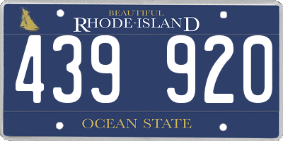 RI license plate 439920