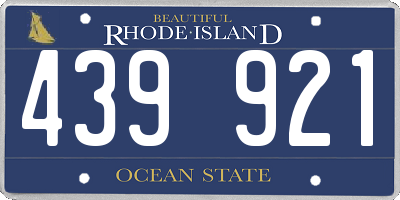 RI license plate 439921