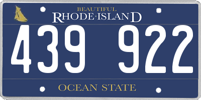 RI license plate 439922
