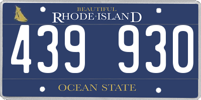 RI license plate 439930