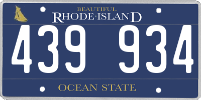 RI license plate 439934