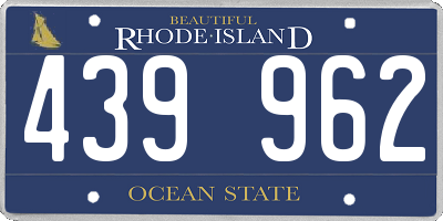 RI license plate 439962