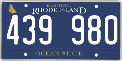 RI license plate 439980