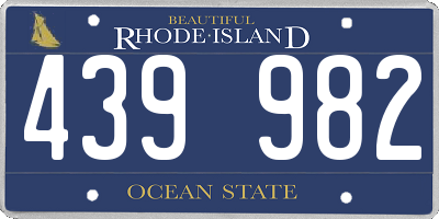 RI license plate 439982