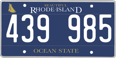 RI license plate 439985