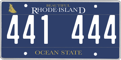 RI license plate 441444